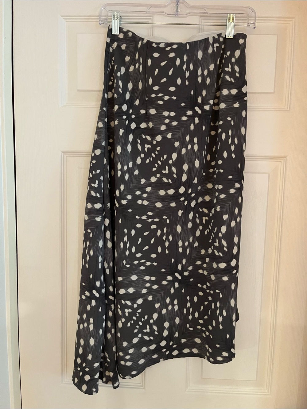 Grey and White Silky Asymmetrical A-Line Skirt - Picture 2 of 4